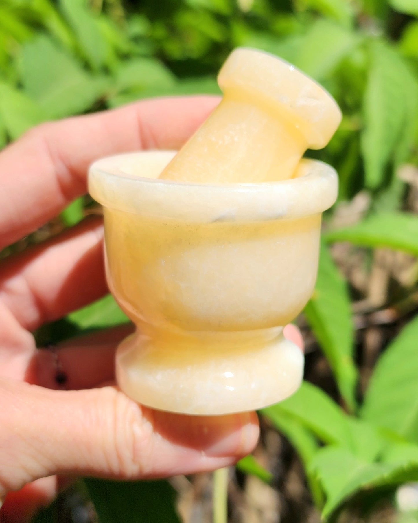 Orange/Yellow Calcite Mortar & Pestle