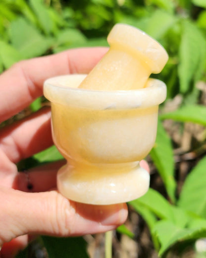 Orange/Yellow Calcite Mortar & Pestle