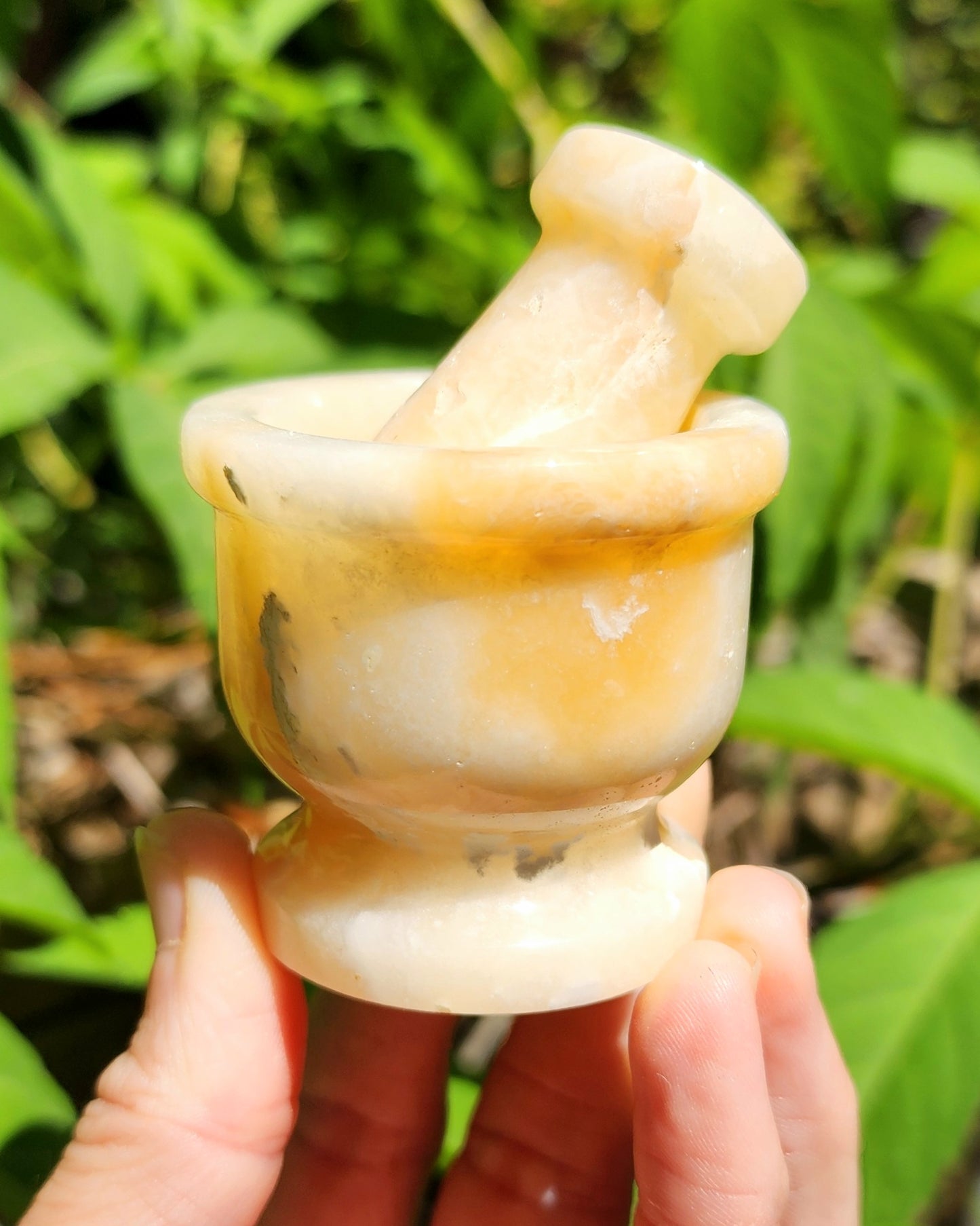 Orange/Yellow Calcite Mortar & Pestle