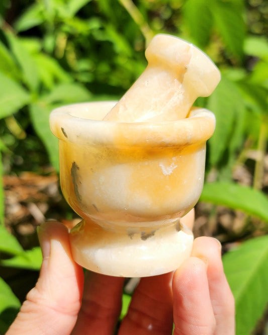 Orange/Yellow Calcite Mortar & Pestle