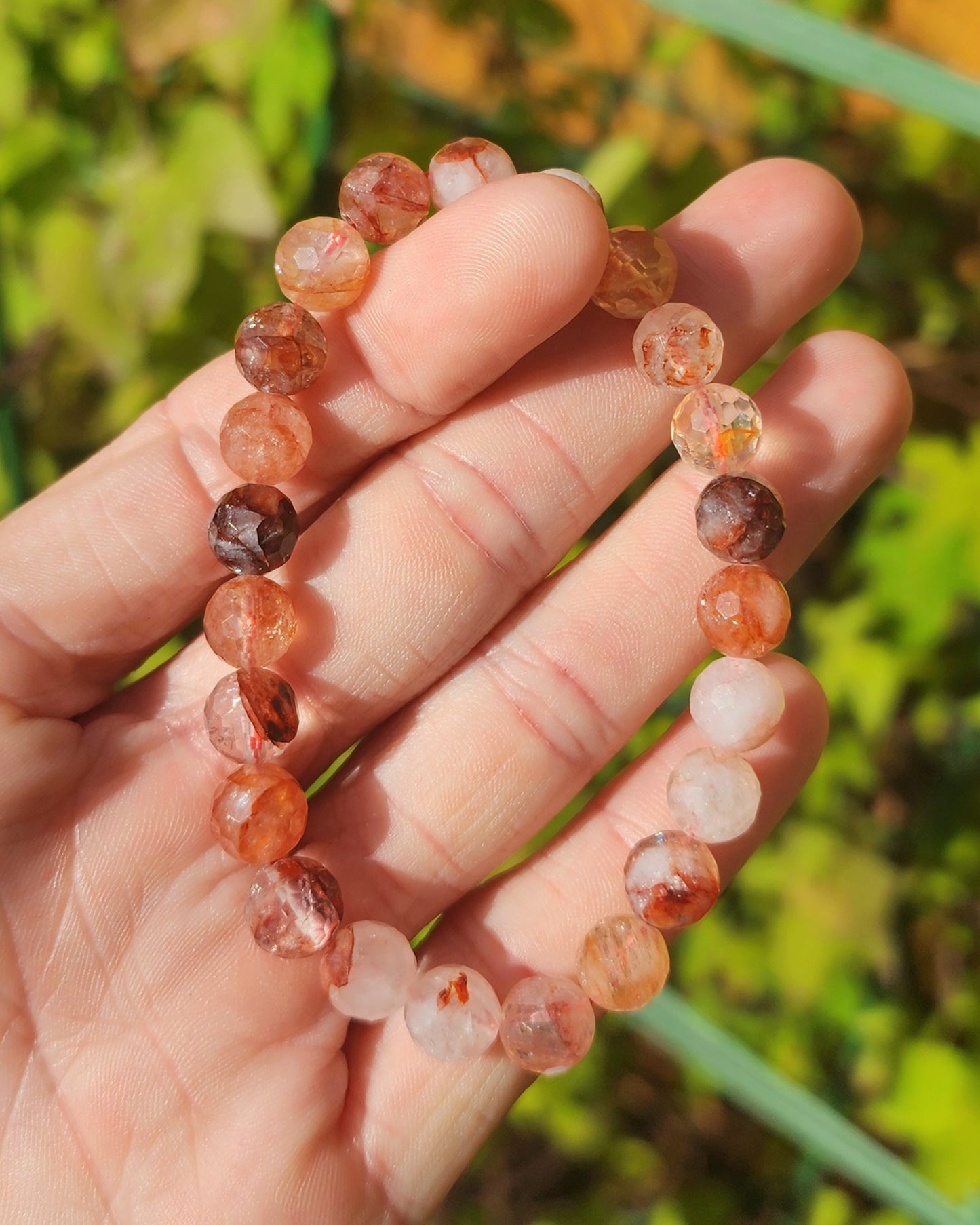 Faceted Fire Quartz Stretchy Bracelet