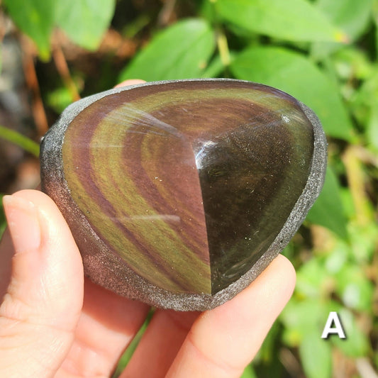 Rainbow Obsidian Half Polished 'Hearts'