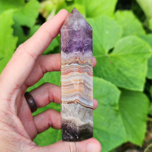 Amethyst & Banded Agate Tower