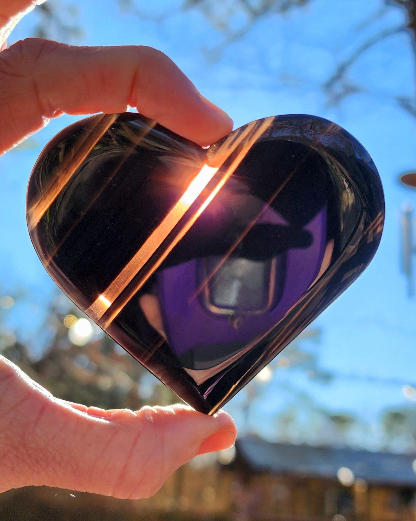 Midnight Lace Obsidian Heart on Stand