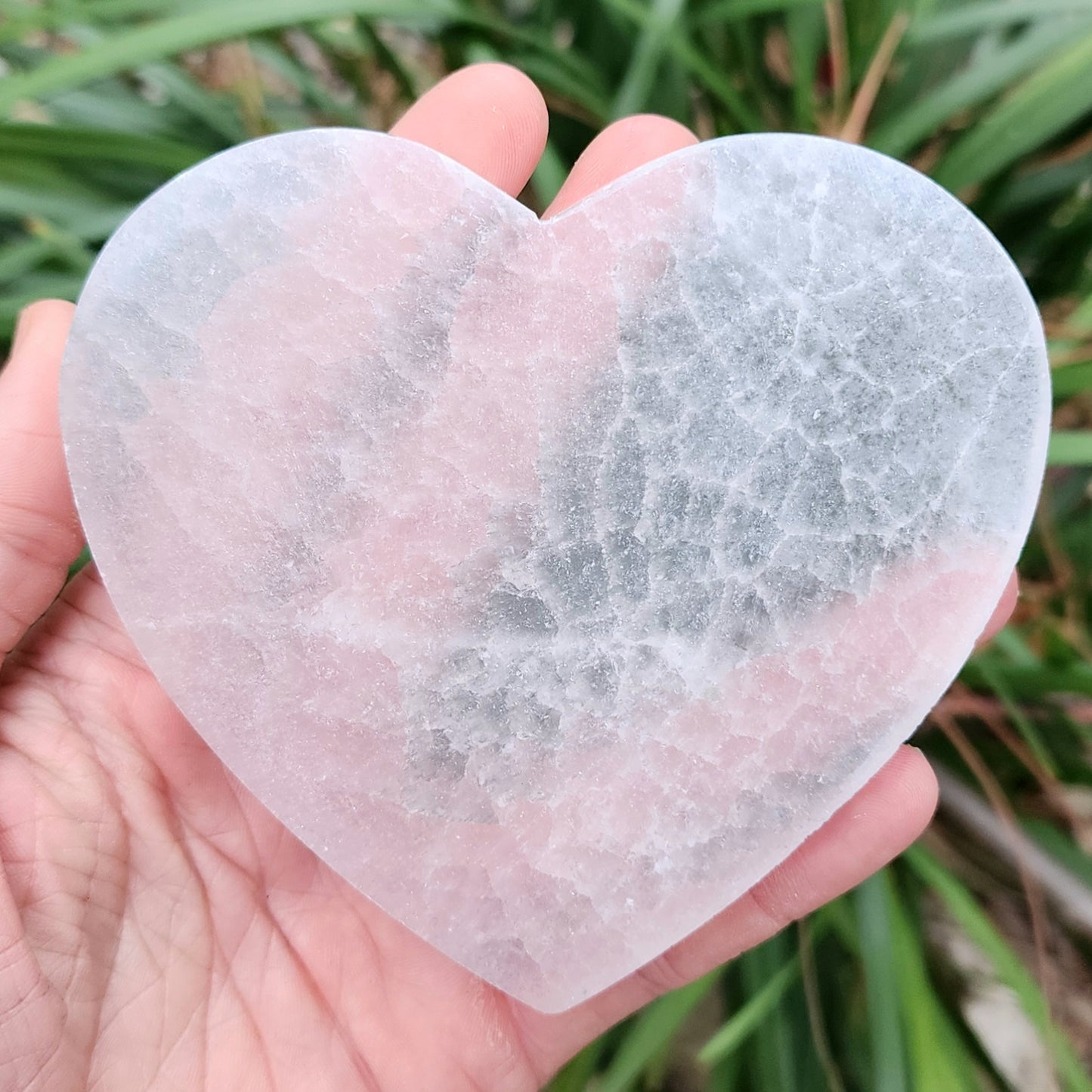 Satin Spar Selenite Heart Plate