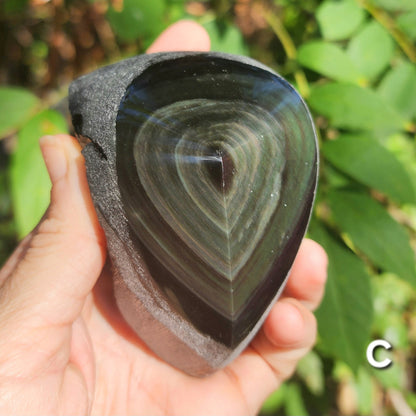 Rainbow Obsidian Half Polished 'Hearts'