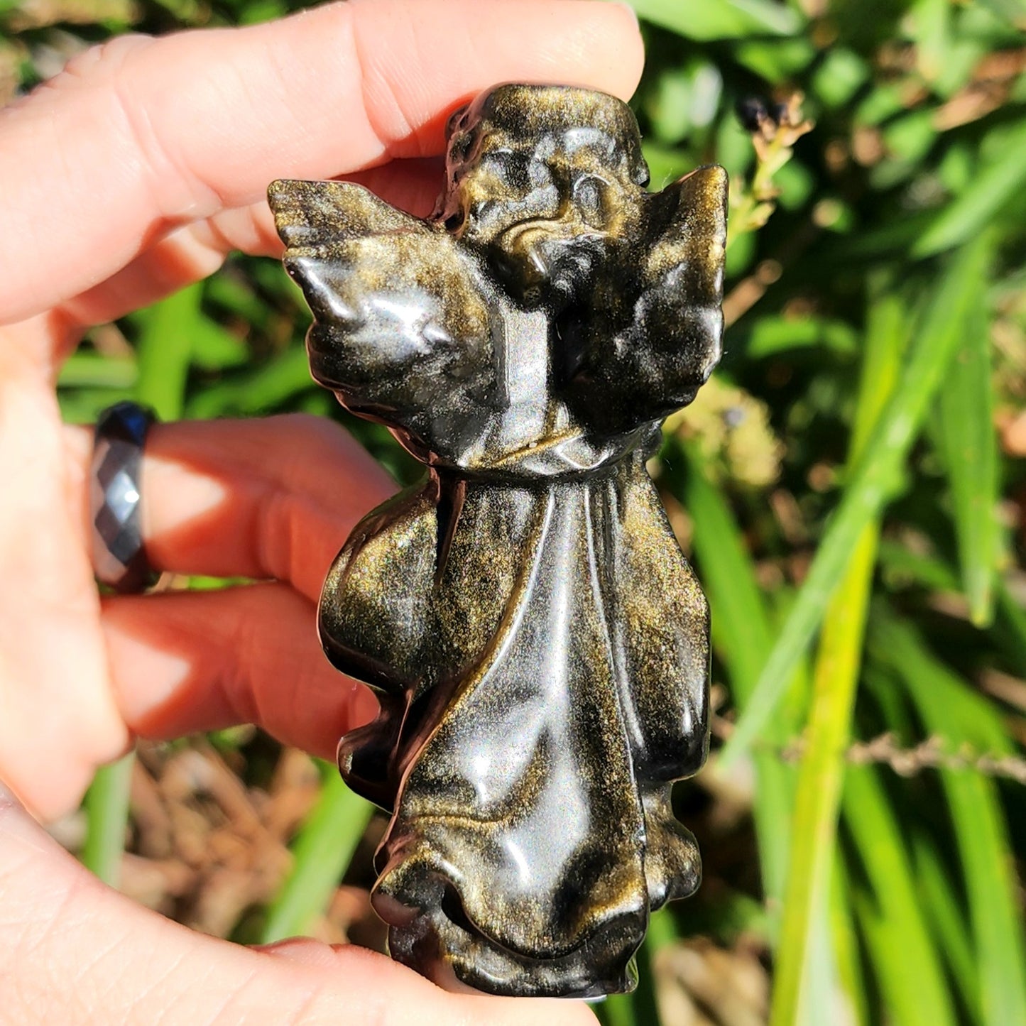 Gold Sheen Obsidian Guardian Angel