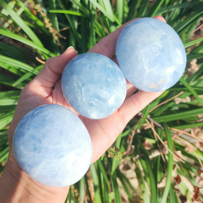 Large Blue Calcite Palm Stone