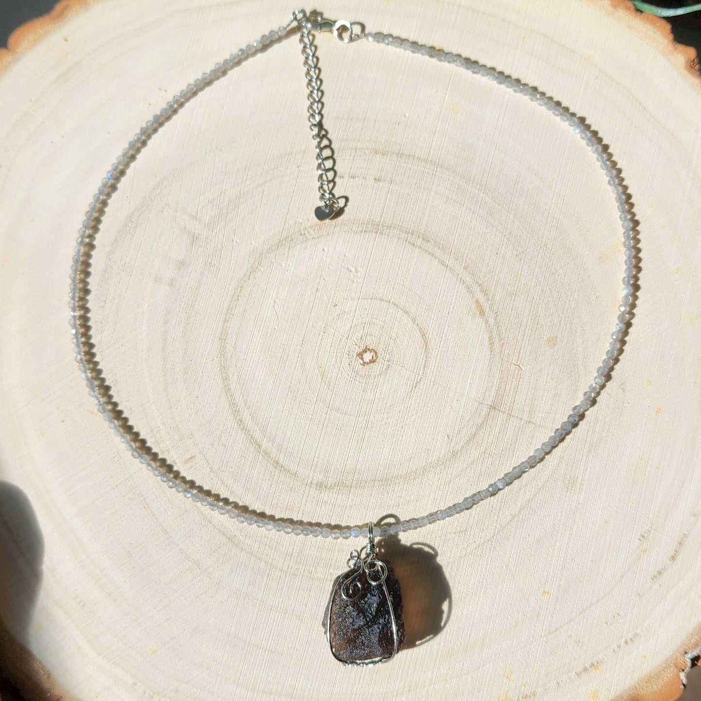 Agni Manitite Pendant on Labradorite 2mm beaded necklace