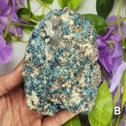 Rare Blue Tourmaline (Indicolite) and Lepidolite in Quartz Specimens