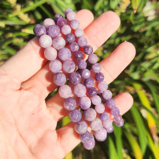 Faceted Lepidolite Stretchy Bracelet