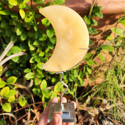 Orange Calcite Moon on Stand