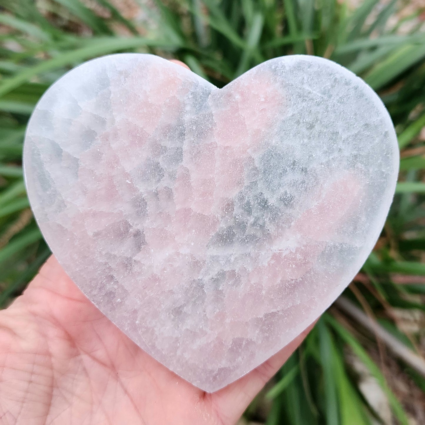 Satin Spar Selenite Heart Plate