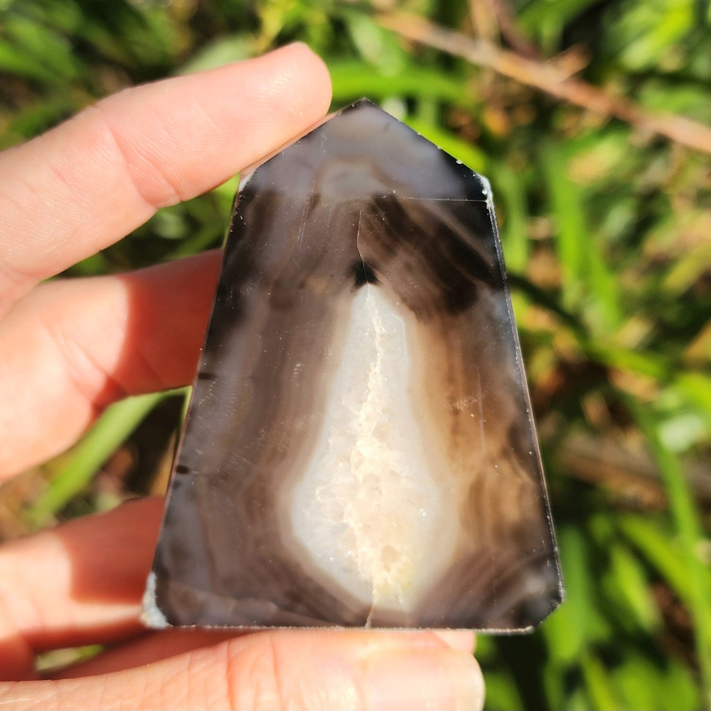 Druzy Black Banded Agate Obelisk