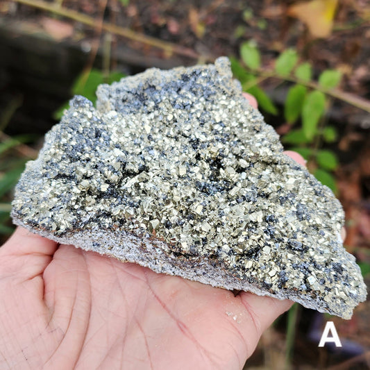 Pyrite w/ Black Magnetite and Calcite Larger Specimens