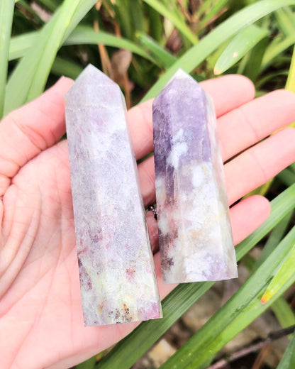 Unicorn Stone Towers (Lepidolite, Pink Tourmaline, Smoky Quartz, and Albite)