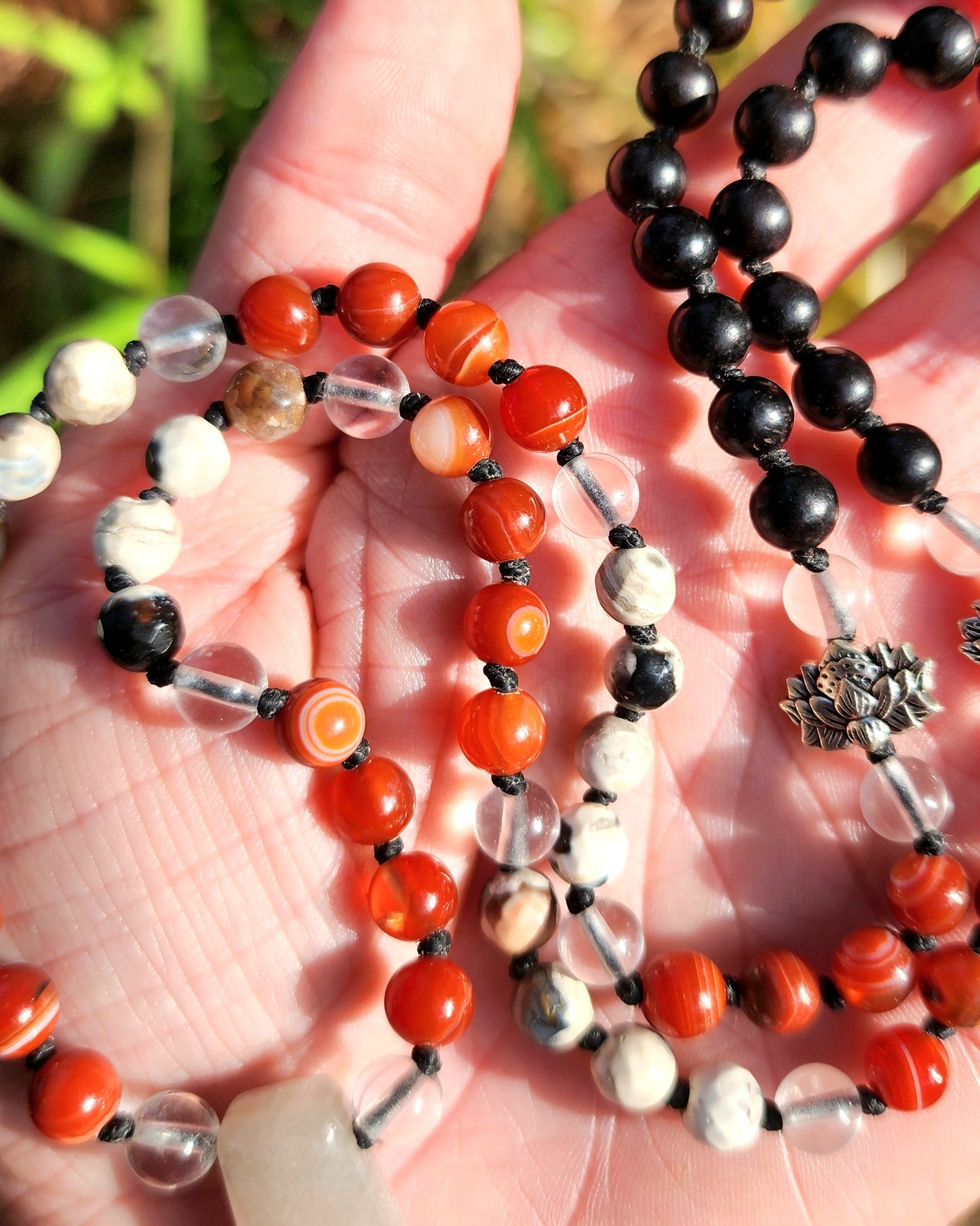 Carnelian Orca Agate Mala Necklace