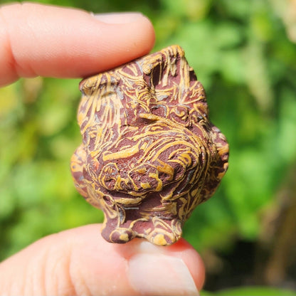 Owl Carving (Moss Agate, Sanskrit Jasper)