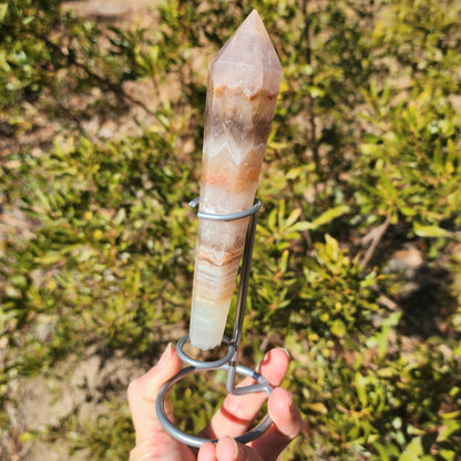 Amethyst x Crazy Lace Agate Wand on Stand