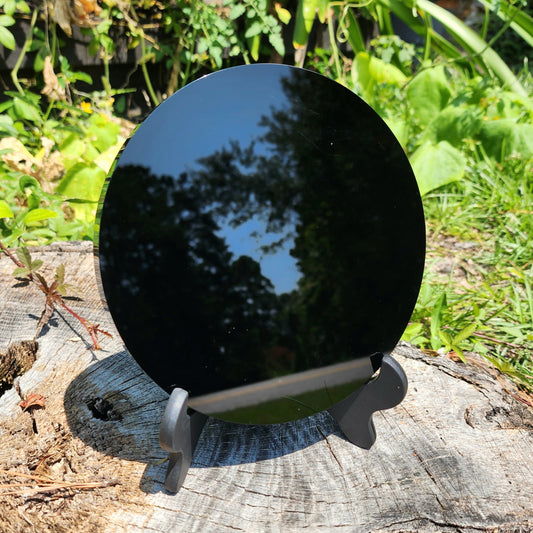 Large Black Obsidian Scrying Mirror