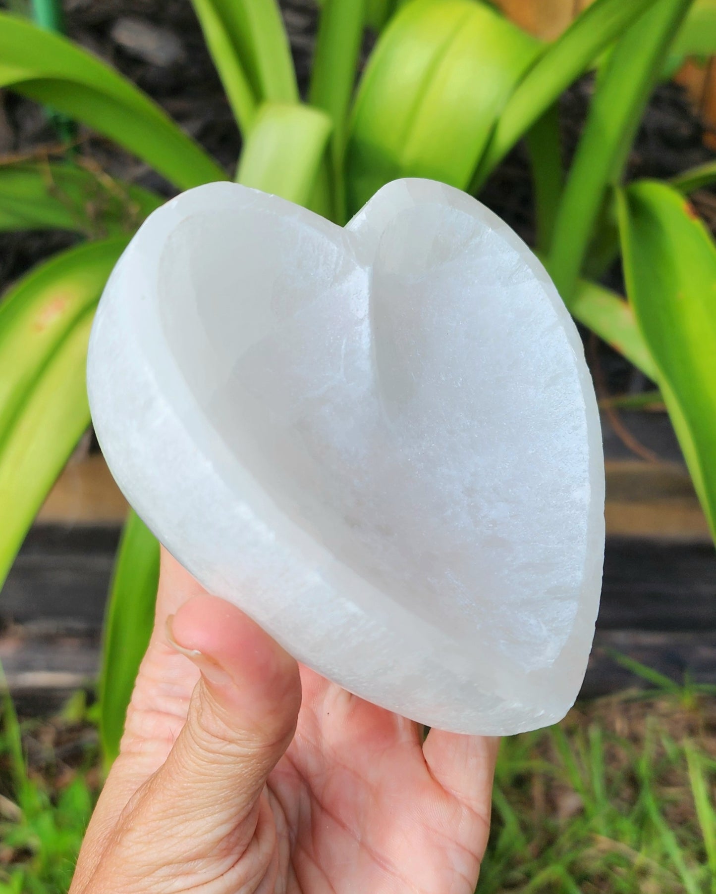 Satin Spar Selenite Heart Cleansing Bowl