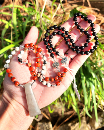 Carnelian Orca Agate Mala Necklace