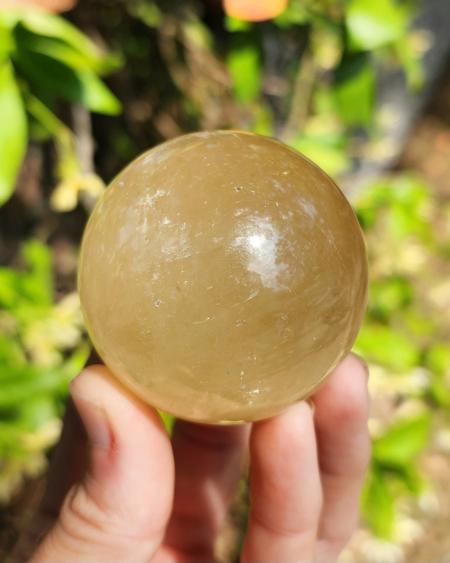 Honey Calcite Sphere with Rainbows
