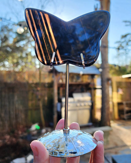 Midnight Lace Obsidian Butterfly on Stand