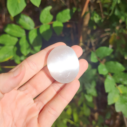 Satin Spar Selenite Mini Palm Stone