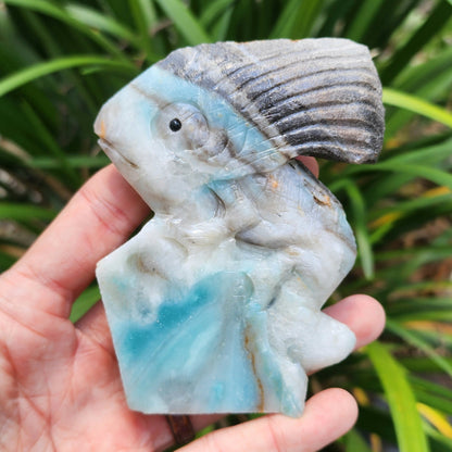 Sky Blue Quartz Chameleon Hand Carved