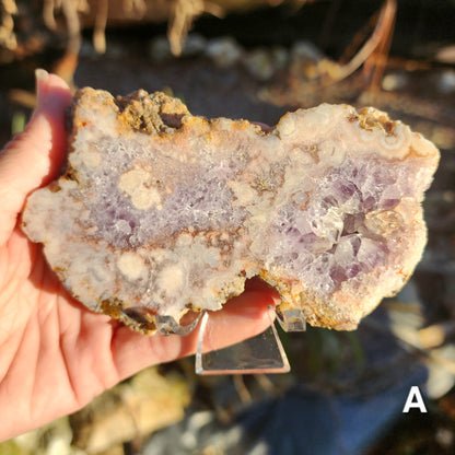 Pink Amethyst Slab with Amethyst and Flower Agate