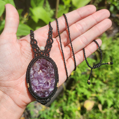 Druzy Amethyst Macrame Necklace