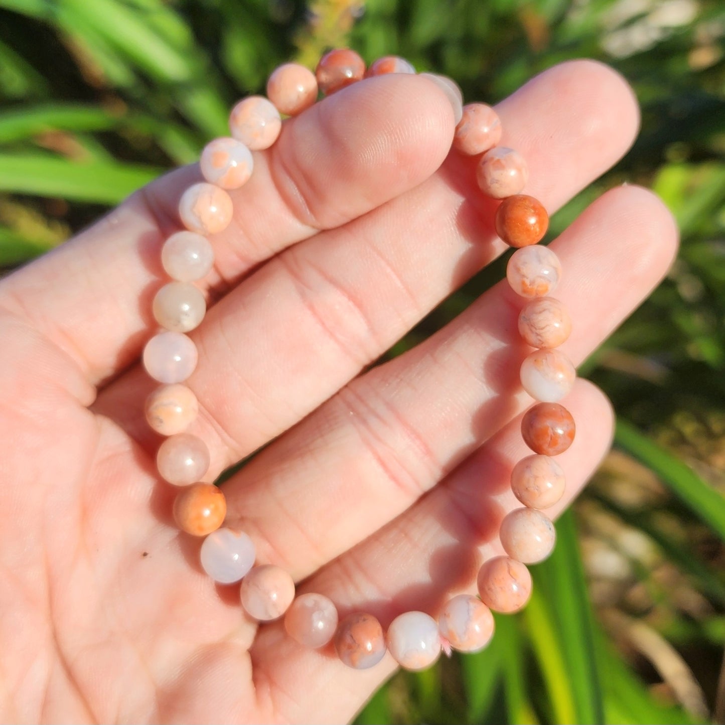 Pink Cotton Candy Agate Stretchy Bracelet