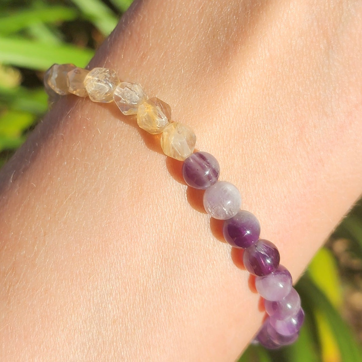 Amethyst & Faceted HTA 'Citrine' Stretchy Bracelet