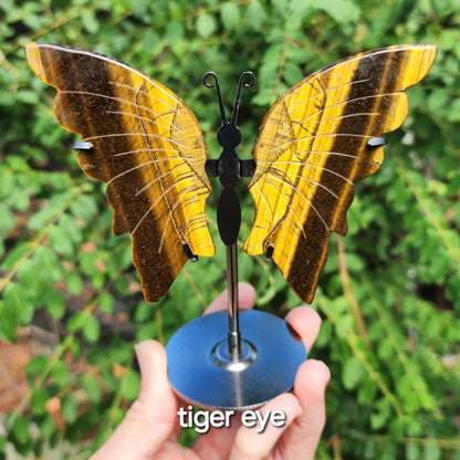 Butterfly Wings (Aquatine Lemurian Calcite, Black Flower Agate, Tiger Eye)