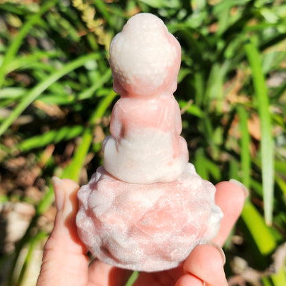 Pink Opal Buddha on Lotus