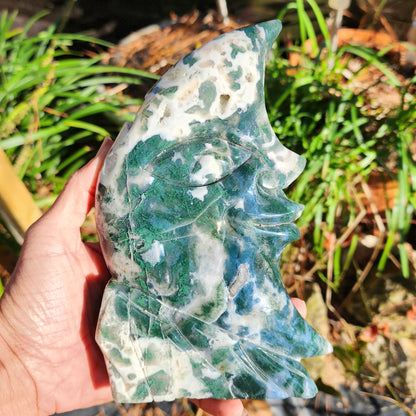 XL Moss Agate Man in the Moon