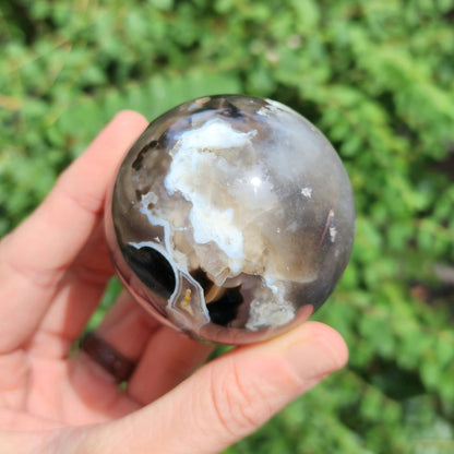 Black Flower Agate Sphere