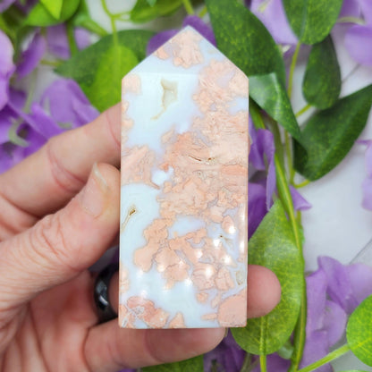 Druzy Pink Cotton Candy Agate Obelisk