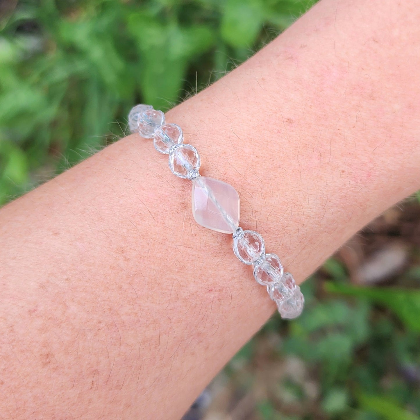 Agate & Clear Quartz Macrame Bracelet