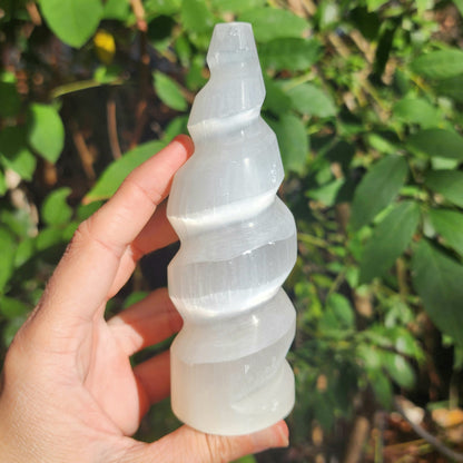 Satin Spar Selenite Spiral Towers