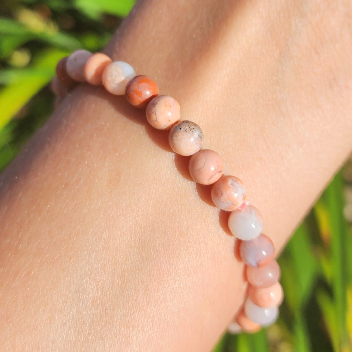 Pink Cotton Candy Agate Stretchy Bracelet