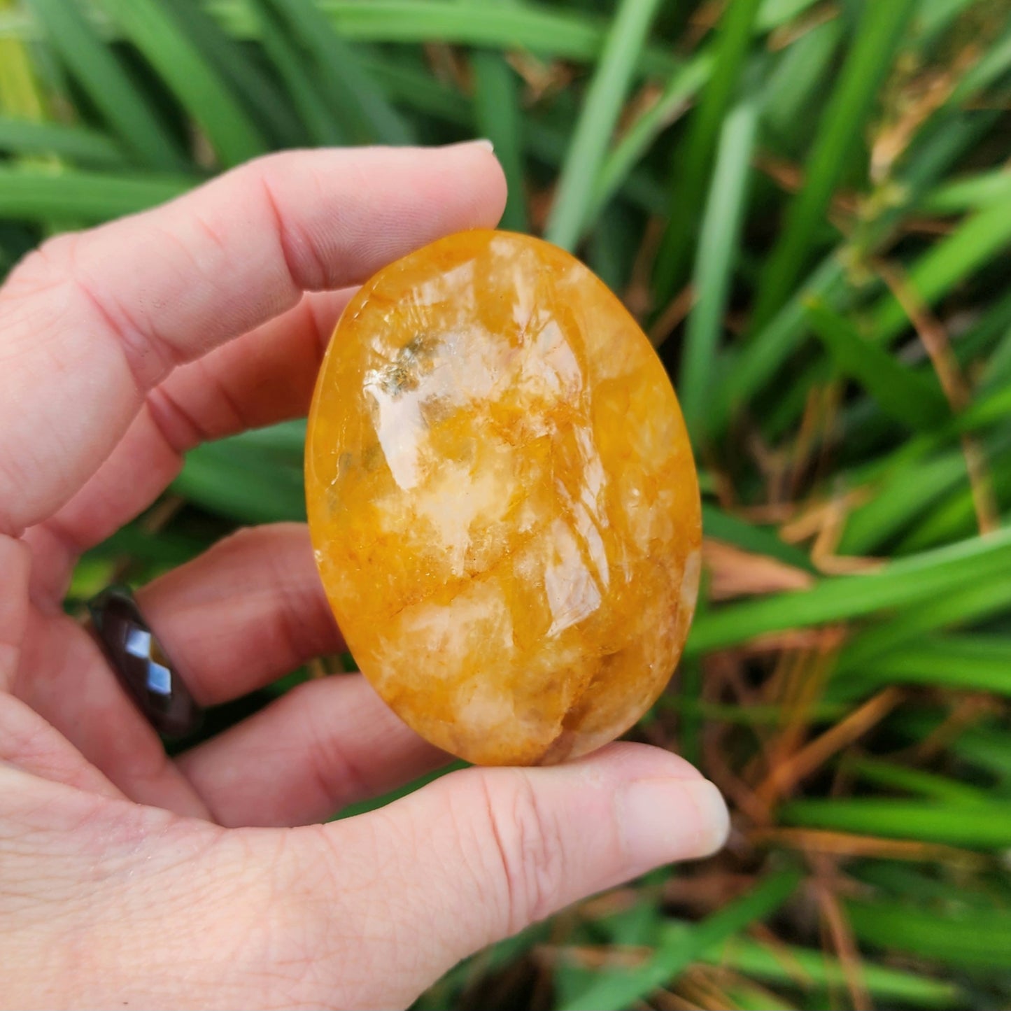 Golden Healer Quartz Palm Stone