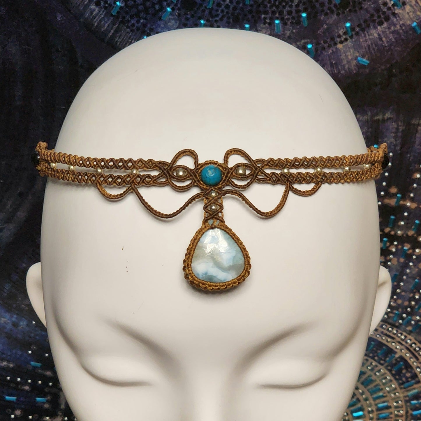 Larimar Macrame Choker or Fairy Crown