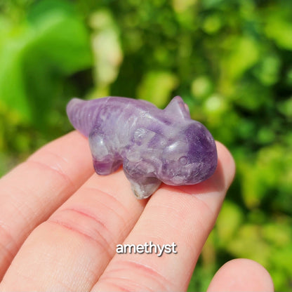 Axolotl Carving (Amethyst, Garnet, Green Aventurine, Strawberry Quartz)