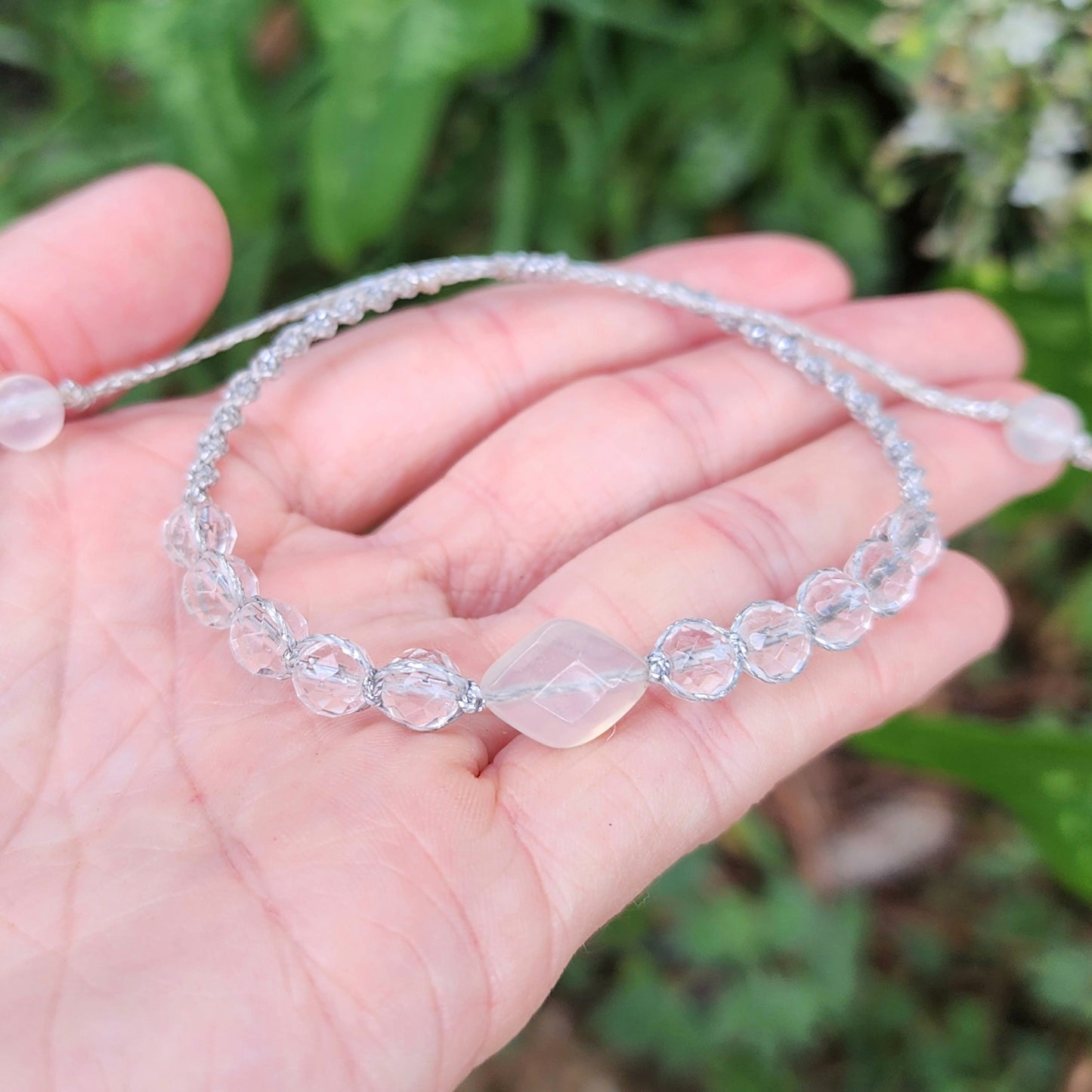 Agate & Clear Quartz Macrame Bracelet