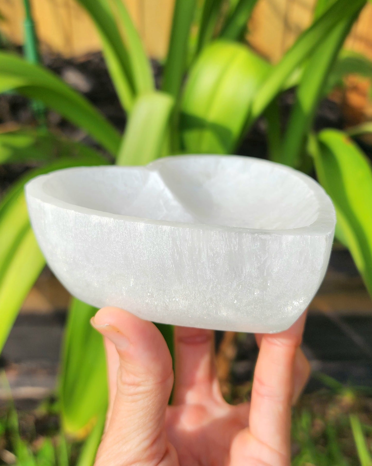 Satin Spar Selenite Heart Cleansing Bowl