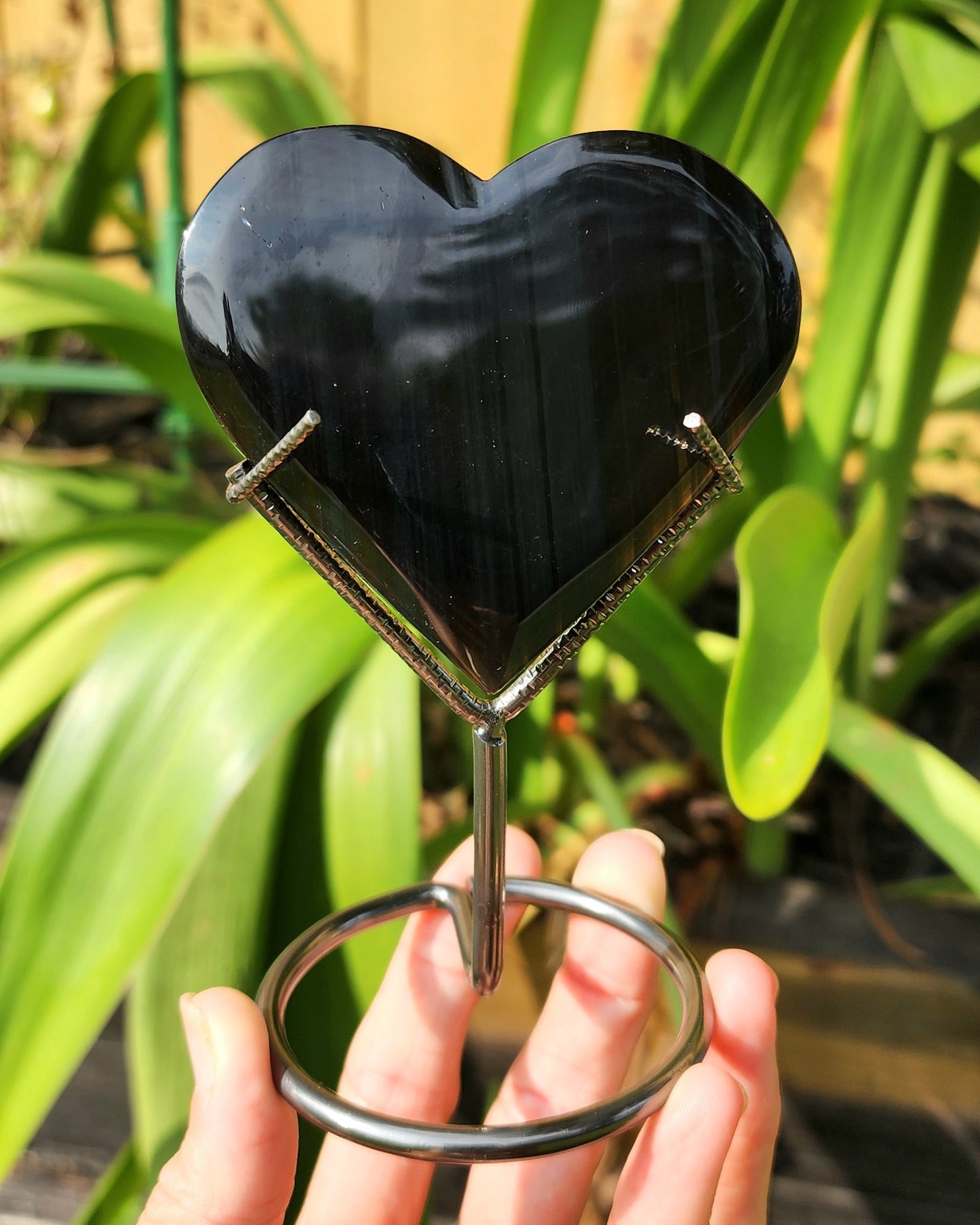 Midnight Lace Obsidian Heart on Stand