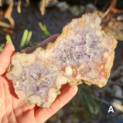 Pink Amethyst Slab with Amethyst and Flower Agate