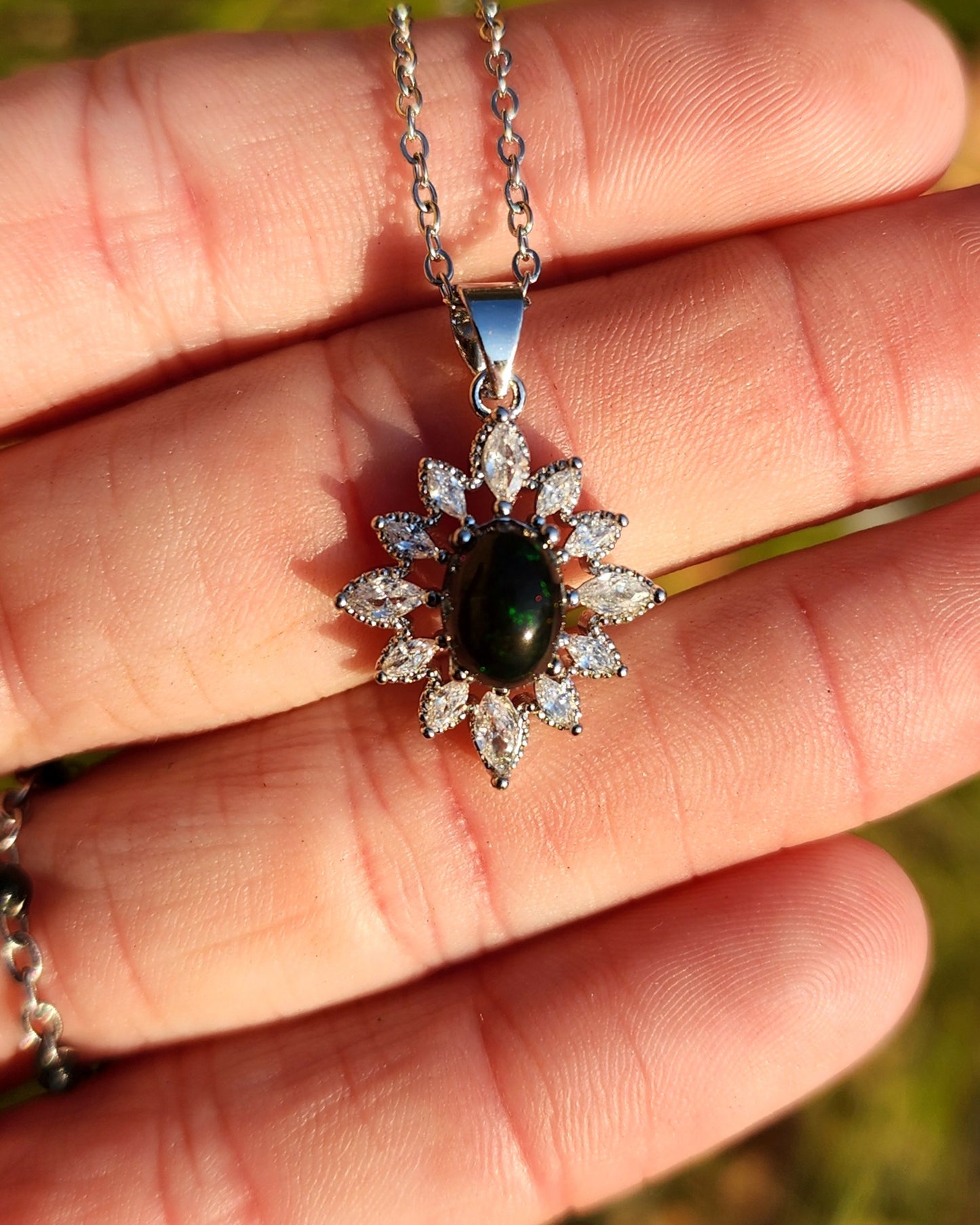Precious Black Opal Necklace